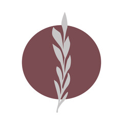 Flower silhouette on colorful round background. isolated vector