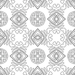 Geometric vector pattern with triangular elements. Seamless abstract ornament for wallpapers and backgrounds. Black and white colors.
