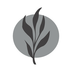 Flower silhouette on colorful round background. isolated vector