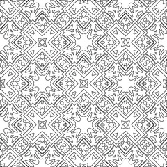 Geometric vector pattern with triangular elements. Seamless abstract ornament for wallpapers and backgrounds. Black and white colors.
