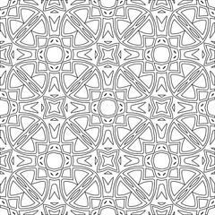 Geometric vector pattern with triangular elements. Seamless abstract ornament for wallpapers and backgrounds. Black and white colors.
