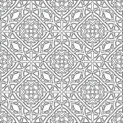 Geometric vector pattern with triangular elements. Seamless abstract ornament for wallpapers and backgrounds. Black and white colors.
