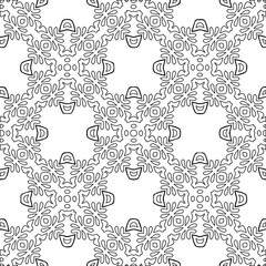 Geometric vector pattern with triangular elements. Seamless abstract ornament for wallpapers and backgrounds. Black and white colors.
