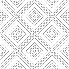 Geometric vector pattern with triangular elements. Seamless abstract ornament for wallpapers and backgrounds. Black and white colors.
