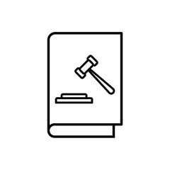Constitution book or law thin line icon in black. Trendy flat style isolated symbol, can be used for: illustration, minimalistic, logo, mobile, app, emblem, design, web, site, ui, ux. Vector EPS 10