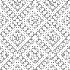 Geometric vector pattern with triangular elements. Seamless abstract ornament for wallpapers and backgrounds. Black and white colors.
