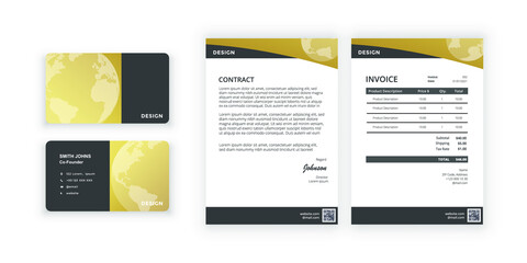 Business card and blank. Simple colorful design. Vector illustration. Modern minimalist template. Document design template for office, company.