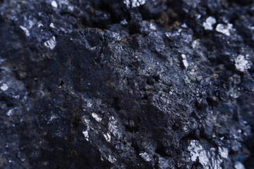 black and white rock crystal stone mienral macro photo of the enlarged stones close-up