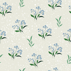Floral spring summer vector illustration. Trendy seamless pattern. Vector Illustration in pastel colors for invitations, prints, wrapping paper, fabric. Minimalistic background with floral shapes.