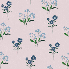 Floral spring summer vector illustration. Trendy seamless pattern. Vector Illustration in pastel colors for invitations, prints, wrapping paper, fabric. Minimalistic background with floral shapes.