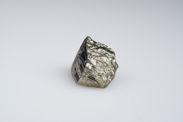 Natural gemstone pyrite on white background