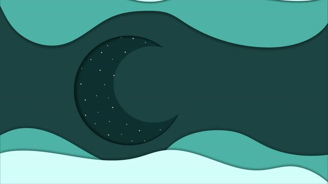 Eid Mubarak With Crescent Moon Paper Motion