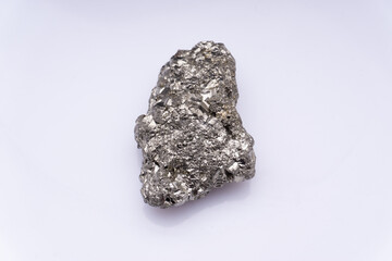 Natural gemstone pyrite on white background