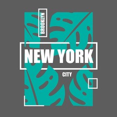 New York side stylish t-shirt and apparel trendy design with palm trees silhouettes, typography, print, vector illustration. Global swatches.