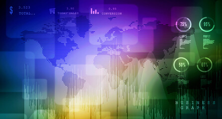 2d rendering Stock market online business concept. business Graph 