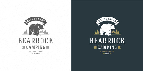 Bear logo emblem vector illustration silhouette for shirt or print stamp