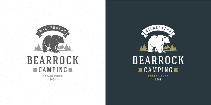 Bear logo emblem vector illustration silhouette for shirt or print stamp