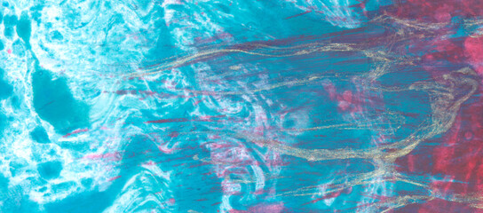 Abstract art background blue and red liquid paint streaming over surface watercolor technique illustration