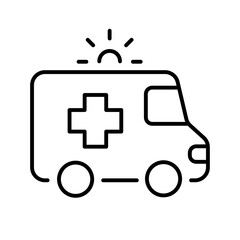 Simple monochrome ambulance icon vector medical transportation aid emergency service vehicle