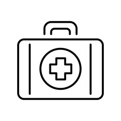 Fototapeta premium Monochrome first aid kit icon vector doctor bag with cross healthcare medical help service