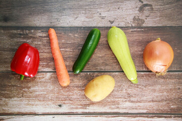 colorful natural vegetables, zucchini, cucumber, carrot