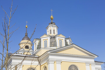 Exterior of the Cathedral of St. Nicholas the Wonderworker. Built in 1792. Monument of history and culture. Nikolo-Prozorovo, Russia