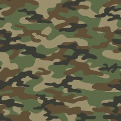 Army green camo texture repeat print vector textile background. - obrazy, fototapety, plakaty