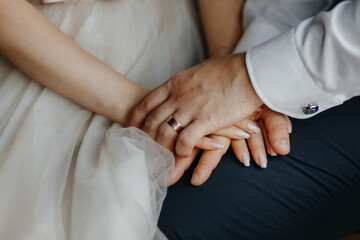 wedding ceremony. two loving people holding hands. High quality photo
