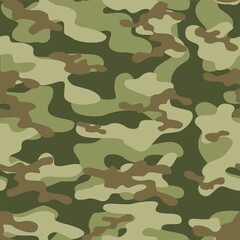 Fototapeta premium Texture army camouflage green seamless pattern. Military forest background. Ornament. Vector illustration.