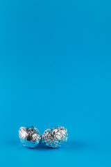 Eggs in aluminum foil.