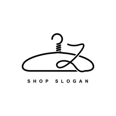 illustration of minimalist botique logo design . the elegant wire hanger icon
