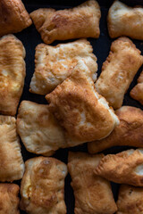 Donuts served on a table. Top view