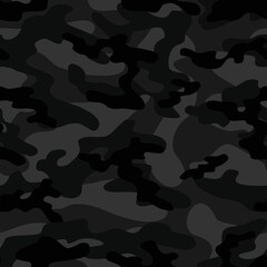 dark Camouflage seamless pattern texture. Abstract modern vector military camo backgound. Fabric textile print template. Vector illustration.