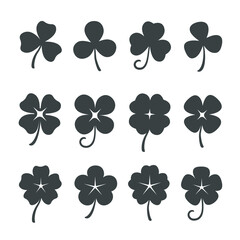 set of black four clover leaves
