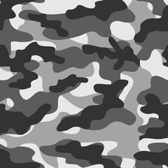 Camouflage grey seamless pattern texture. Abstract modern vector military camo backgound. Fabric textile print template. Vector illustration.