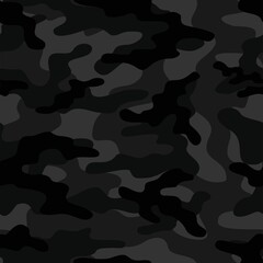 dark Camouflage seamless pattern texture. Abstract modern vector military camo backgound. Fabric textile print template. Vector illustration.