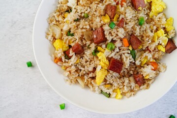 Homemade Spam Fried Rice selective focus