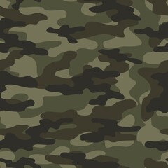 Fototapeta premium Green forest pattern camouflage pattern for printing clothes, fabrics. Vector design. Army.