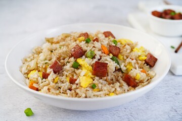 Homemade Spam Fried Rice selective focus