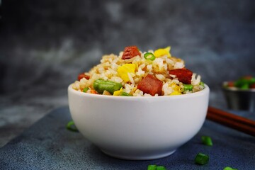 Homemade Spam Fried Rice selective focus