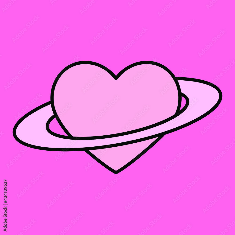 Aufkleber a heart with a ring around it that looks like the planet saturn. minimal illustration for a flash ta