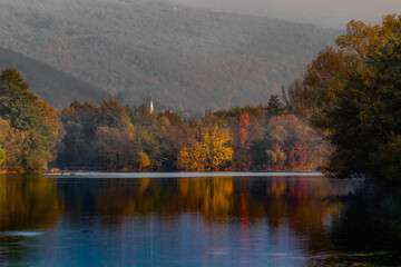 Fototapeta na wymiar autumn landscape by the river