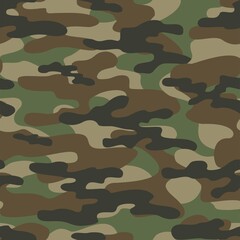 Fototapeta premium Texture army camouflage green seamless pattern. Military forest background. Ornament. Vector illustration.