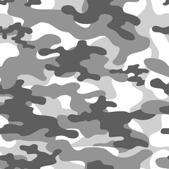 grey Classic camouflage seamless pattern. Military texture. Fabric design. Print on paper. For vinyl, textile. Vector