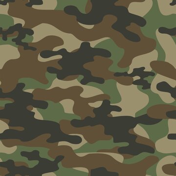 Classic camouflage green seamless pattern. Military texture. Fabric design. Print on paper. For vinyl, textile. Vector