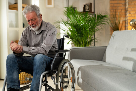 Disabled senior man in wheelchair.