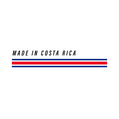 Made in Costa Rica, badge or label with flag isolated