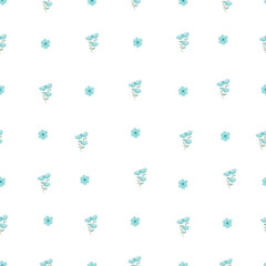 Cute simple Floral pattern in the small blue flower. Seamless vector texture. Printing with small blue flowers. spring flowers, summer flowers.