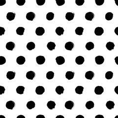 Polka dot grunge seamless vector pattern. Circle brushstrokes and rounded shapes. Hand drawn abstract ink background. Smears, circles, dots, splotches, blobs. Abstract wallpaper design, textile print  © Anastasiia Hevko