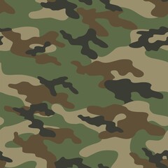 Fototapeta premium The green camouflage seamless pattern. Camo Military. Modern print. Vector